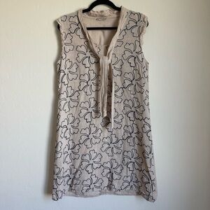 Bellambra Italian 100% Linen Floral Embroidered Tank Shift Dress Large